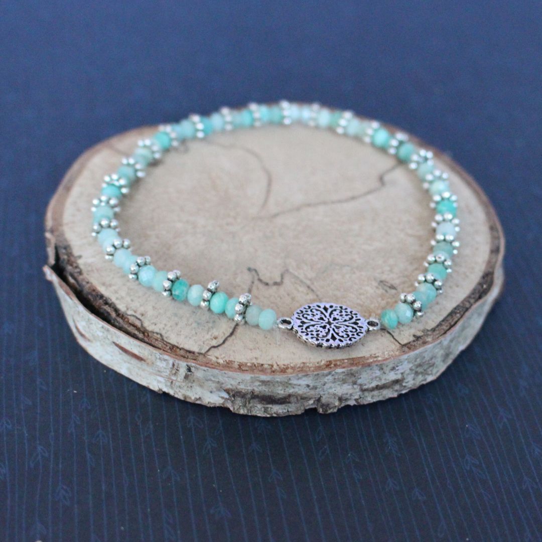 Bracelet perles facettées Amazonite