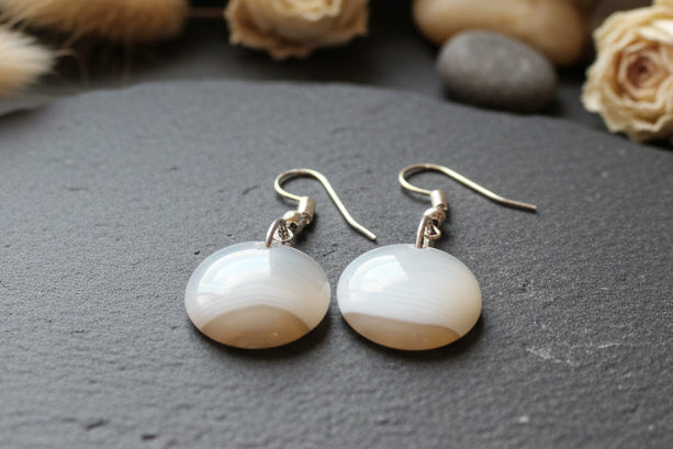 Boucles d'oreilles Agate Grise