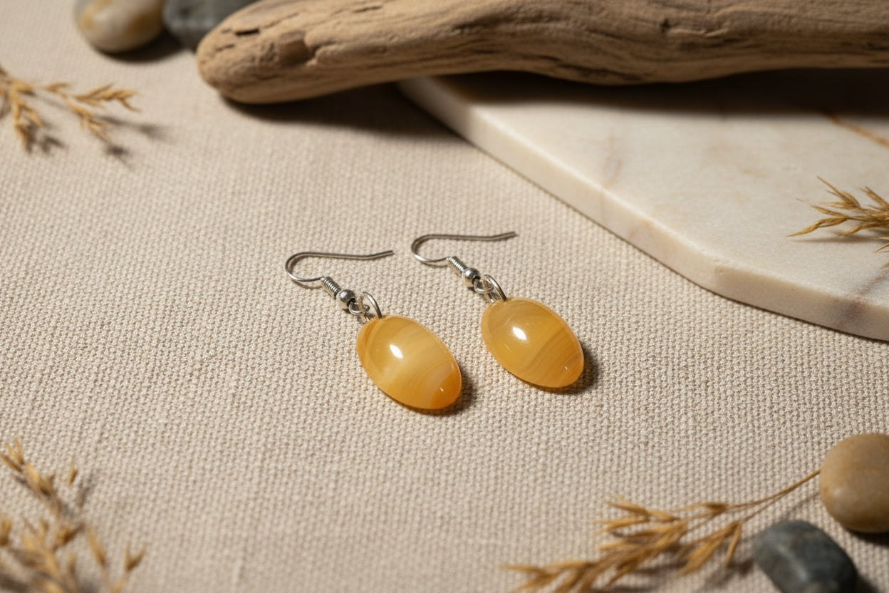 Boucles D'oreilles Agate Chaude