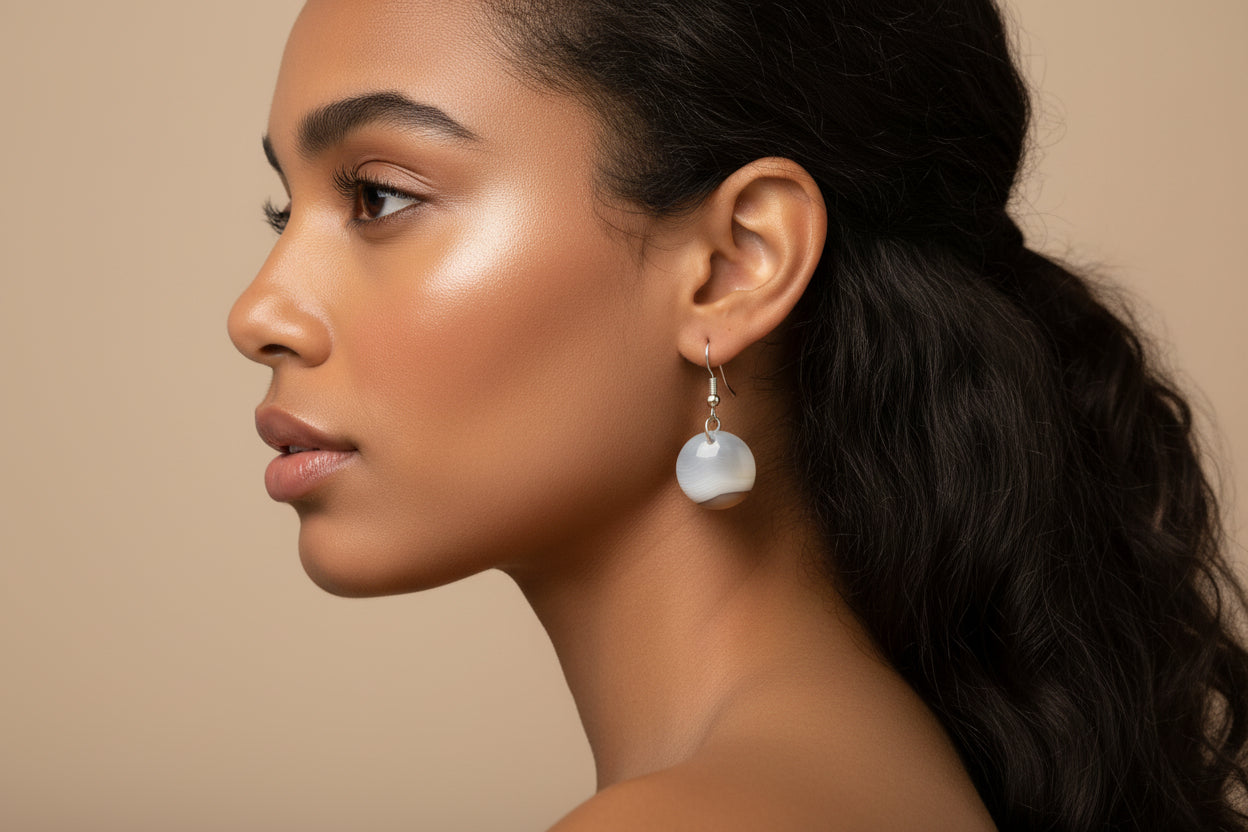 Boucles d'oreilles Agate Grise