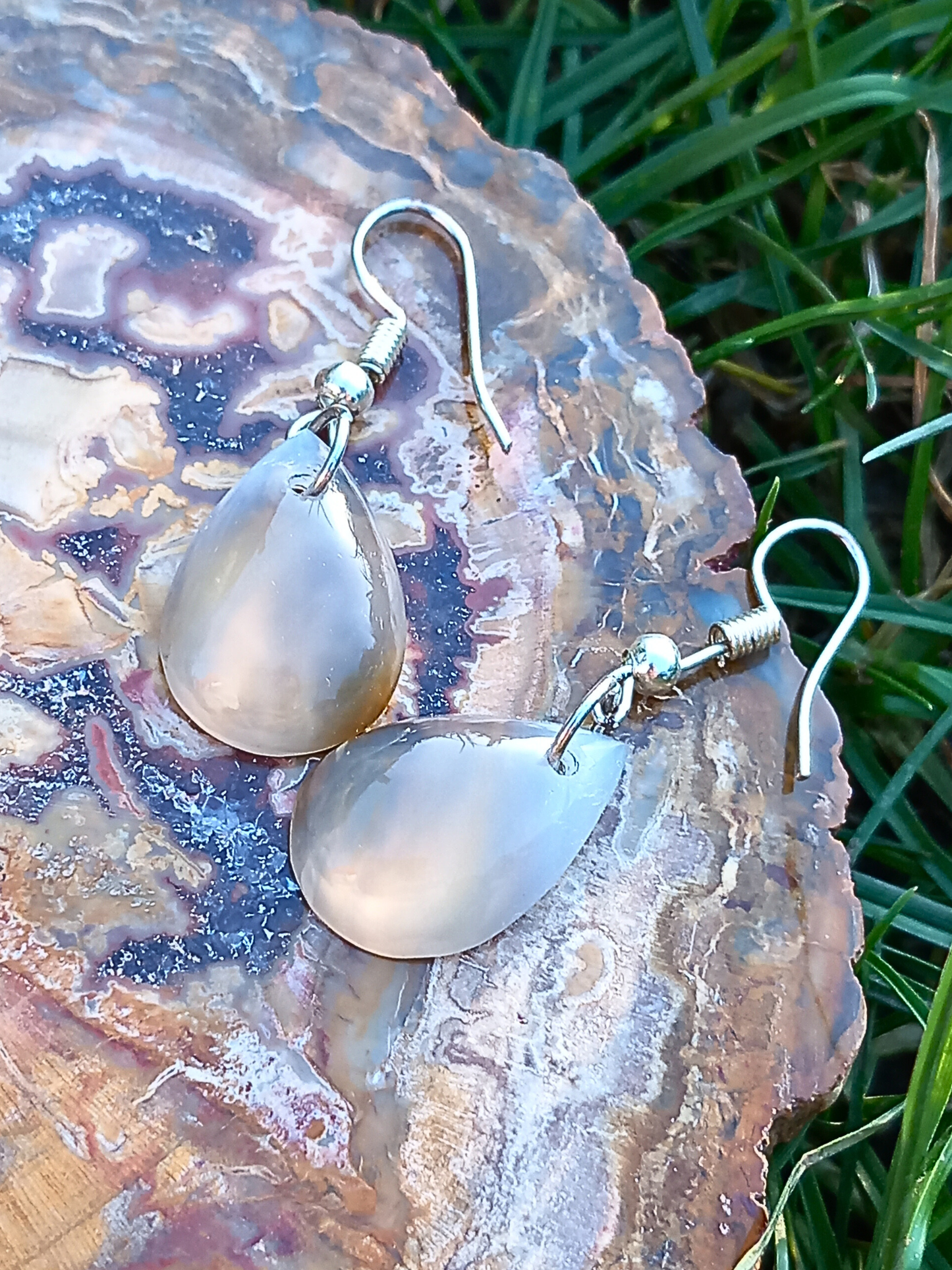 Boucle d'oreilles Agate Grise